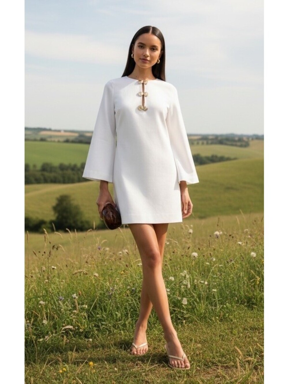 Medium Tuckernuck Hyacinth House Ivory Linen Shell Hardware Etta Mini Caftan